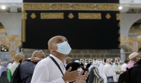 Ilustrasi jamaah haji bermasker. KKHI Makkah imbau jamaah patuhi protokol kesehatan  untuk kepentingan bersama