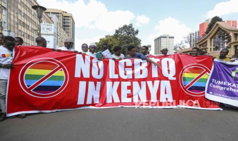 Pendukung gerakan anti-LGBT di Kenya.