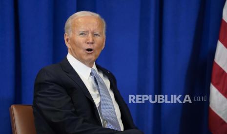 Presiden Joe Biden berbicara saat bertemu dengan Sekretaris Jenderal Perserikatan Bangsa-Bangsa Antonio Guterres selama Sesi ke-77 Majelis Umum Perserikatan Bangsa-Bangsa pada hari Rabu, 21 September 2022, di markas besar AS. Biden: AS tak akan Pernah Akui Referendum Rusia di Ukraina