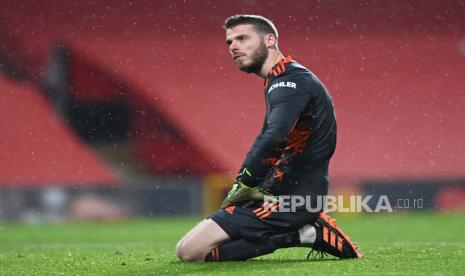 Reaksi kecewa kiper Manchester United David de Gea.