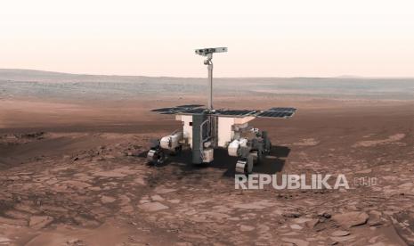 Ilustrasi yang disediakan oleh Badan Antariksa Eropa ini menunjukkan penjelajah ExoMars Eropa-Rusia. Pada hari Senin, 28 Februari 2022, ESA mengatakan rencana peluncuran misi bersama dengan Rusia ke Mars tahun ini sekarang “sangat tidak mungkin” karena sanksi terkait dengan perang di Ukraina.