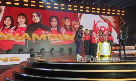 Bigetron Era Juara Mobile Legends Bang Bang Kategori Wanita Piala Presiden Esports 2023, di Tennis Indoor, GBK, Senayan, Jakarta, Sabtu (21/10/2023). 