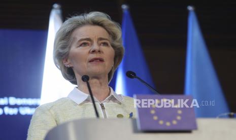 Presiden Komisi Eropa, Ursula von der Leyen. Pada Sabtu (11/6/2022), von der Leyen berkunjung ke Ukraina untuk membahas pencalonan Ukraina menjadi anggota Uni Eropa dengan Presiden Volodymyr Zelensky.