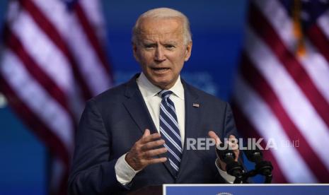  Presiden terpilih Joe Biden berbicara pada hari Selasa, 10 November 2020, di teater The Queen di Wilmington, Del.