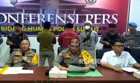 Konferensi pers kasus penganiayaan anak AKBP Achiruddin terhadap mahasiswa di Polda Sumut, Selasa (25/4/2024) 