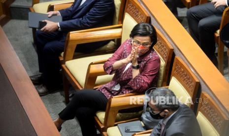 Menteri Keuangan Sri Mulyani. Pemerintah menyebut era keuangan digital yang semakin masif membuka peluang kejahatan baru khususnya tindakan penyelewengan. 