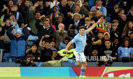 Penyerang Manchester City, Julian Alvarez, yang diprediksi menjadi starter saat Man City menjamu Young Boys di lanjutan Liga Champions, Rabu (8/11/2023) dini hari WIB.