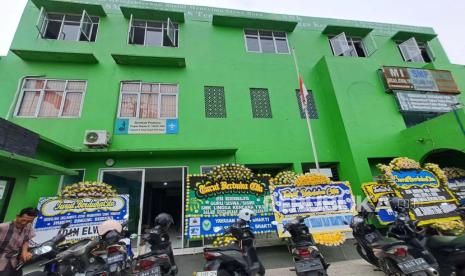 Suasana Gedung SMK Lingga Kencana, Depok, Jawa Barat, Selasa (14/5/2024).