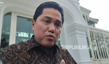 Erick Thohir ditemui di Taman Pracima Tuin, Puro Mangkunegaran, Solo, Sabtu (21/1/2023).