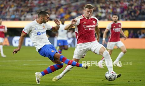 Laga Arsenal vs Barcelona pada pertandingan pramusim di California, AS.