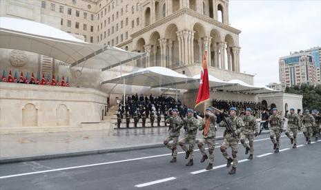 Erdogan dan Aliyev berpidato di depan masyarakat di Baku untuk merayakan pembebasan wilayah Azerbaijan dari pendudukan pasukan Armenia - Anadolu Agency