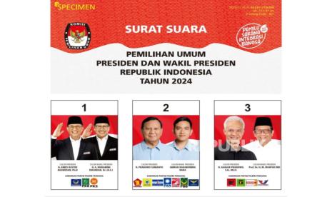 Desain surat suara Pilpres 2024. 