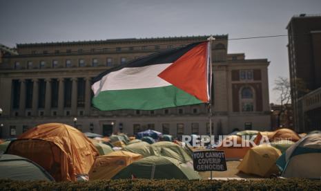 Bendera Palestina dikibarkan para demonstran di Amerika.