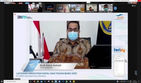 Budi Karya Sumadi, Menteri Perhubungan dalam konferensi pers Layanan Angkutan Natal dan Tahun Baru 2021.