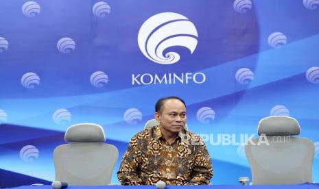 Menteri Komunikasi dan Informatika Budi Arie Setiadi di Kemenkominfo, Jakarta.