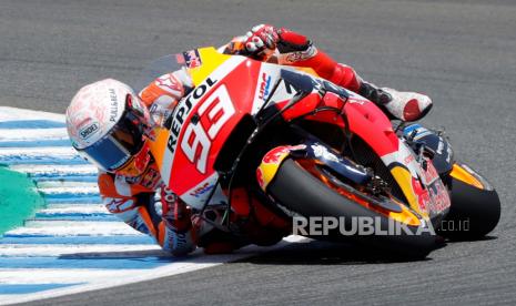  Pembalap Honda Marc Marquez di Sirkuit Circuito Jerez-Angel Nieto di Jerez de la Frontera, Spanyol.