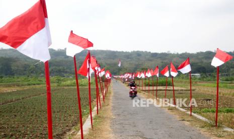 Pemasangan bendera merah putih (ilustrasi).