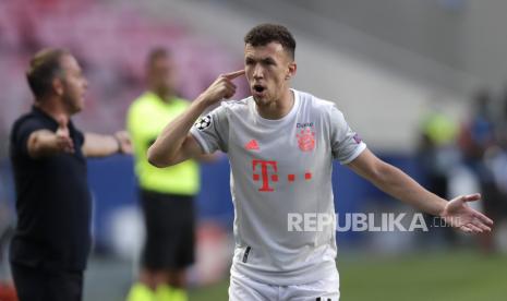  Ivan Perisic dari Bayern Munich bereaksi selama pertandingan perempat final Liga Champions UEFA antara Barcelona dan Bayern Munich di Lisbon, Portugal, 14 Agustus 2020.