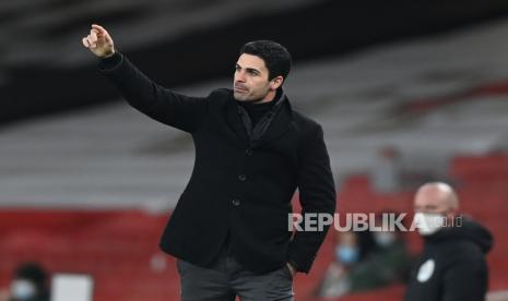  Reaksi manajer Arsenal Mikel Arteta saat pertandingan sepak bola Liga Utama Inggris antara Arsenal FC dan Crystal Palace di London, Inggris, 14 Januari 2021.