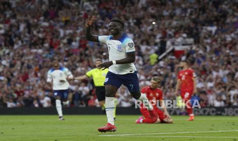 Striker timnas Inggris Bukayo Saka. 