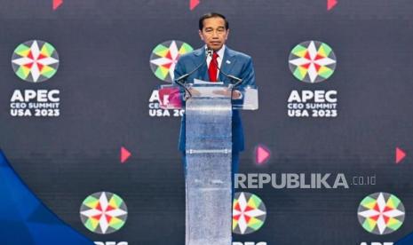 Presiden Jokowi saat menghadiri APEC CEO Summit di San Fransisco, Amerika Serikat.