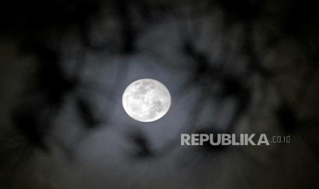 Fenomena Blue Moon terlihat dari Malino, Kabupaten Gowa, Sulawesi Selatan, Sabtu (31/10/2020). Fenomena Blue Moon merupakan bulan purnama kedua yang terjadi dalam satu bulan kalender dan yang pertama terjadi pada 2 Oktober 2020. 