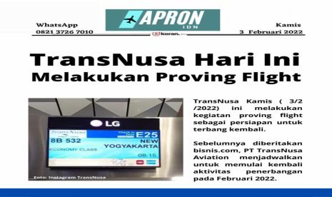 Lakukan Proving Flight, TransNusa Siap Mengudara Lagi