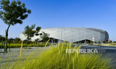  Stadion Education City, tempat Piala Dunia FIFA 2022, di Doha, Qatar, 15 Juni 2020. Penyelesaian stadion ditandai selama program khusus pada platform media sosial Komite Pengantar & Legacy (SC), karena pandemi Covid-19 yang sedang berlangsung