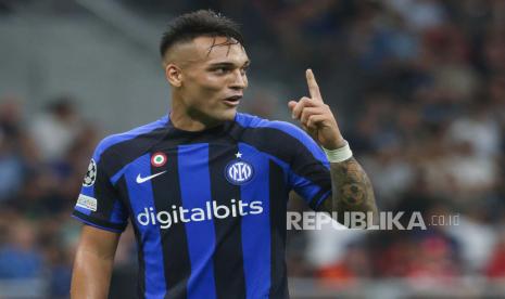 Lautaro Martinez penyerang Inter Milan menghadapi Barcelona di Liga Champions, Rabu (5/10/2022) dini hari WIB.