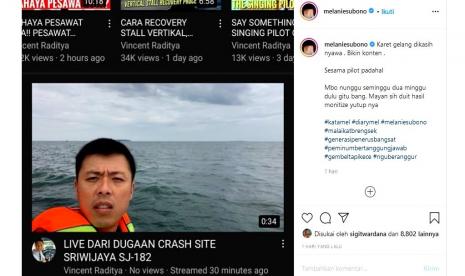 Melanie Subono kritisi aksi live YouTube pilot Vincent Raditya