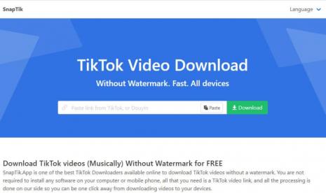 SnapTik menawarkan download video TikTok gratis.