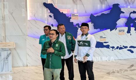 Sekretaris Jenderal PKB, M Hasanuddin Wahid bersama sejumlah pengurus partai bersilaturahim ke Nasdem Tower, Jakarta, Rabu (6/9/2023). 