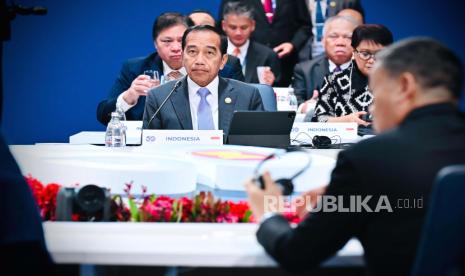 Presiden Jokowi saat berpidato pada sesi pleno Konferensi Tingkat Tinggi (KTT) Khusus ASEAN-Australia di Melbourne Convention and Exhibition Center, Melbourne, Australia, Rabu (6/3/2024). Laily Rachev - Biro Pers  