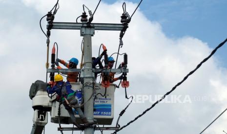 Petugas PLN Unit Pelaksana Pelayanan Pelanggan (UP3) Bali Selatan melakukan pemasangan perisai binatang atau alat pelindung saat pemeliharaan peralatan listrik tegangan tinggi di Desa Penarungan, Badung, Bali, Jumat (9/7/2021). PT Perusahaan Listrik Negara (PLN) pada tahun depan mengajukan anggaran Penyertaan Modal Negara (PMN) sebesar Rp 10 triliun. Namun, pemerintah dan DPR menyetujui suntikan PMN untuk PLN pada tahun depan hanya Rp 5 triliun.