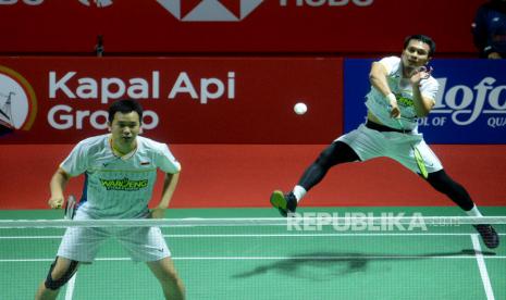 Pebulu tangkis ganda putra Indonesia Mohammad Ahsan dan Hendra Setiawan 