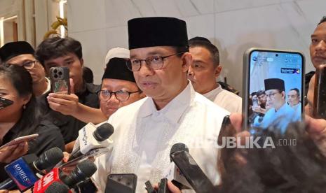 Capres 01 Anies Baswedan saat menghadiri acara buka bersama di Nasdem Tower, Jakarta Pusat, Jumat (22/3/2024). 