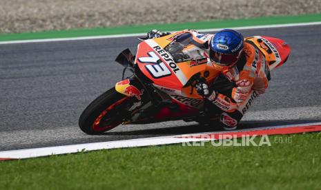 Alex Marquez dari Spanyol dari Tim Repsol Honda beraksi selama sesi latihan bebas ketiga Grand Prix Sepeda Motor Austria di Red Bull Ring di Spielberg, Austria, 15 Agustus 2020. EPA-EFE / CHRIS