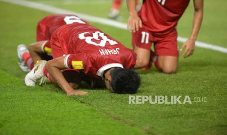 Selebrasi pemain Timnas Indonesia U17 usai Arkhan Kaka menjebol gawang Timnas Ekuador U17 pada babak penyisihan Grup A Piala Dunia U17 2023 di Stadion Gelora Bung Tomo, Surabaya, Jawa Timur, Jumat (10/11/2023).