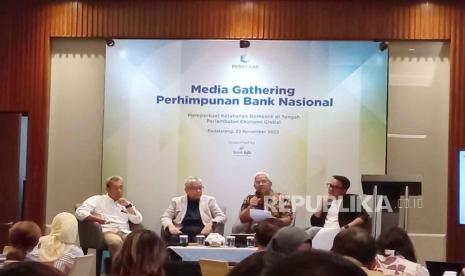 Perhimpunan Bank Nasional (Perbanas) menggelar media gathering di Padalarang, Jawa Barat, Kamis (23/11/2023).