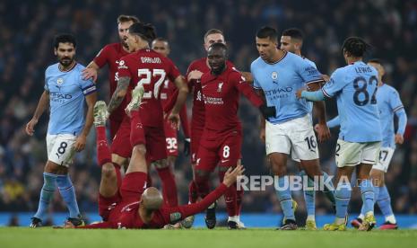 Pertemuan Manchester City vs Liverpool (ilustrasi). City akan menjamu Liverpool di Stadion Etihad dalam lanjutan Liga Primer Inggris, Sabtu (1/4/2023)