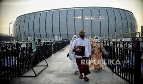 Pemandangan Jakarta International Stadium (JIS) di kawasan Tanjung Priok, Jakarta Utara.