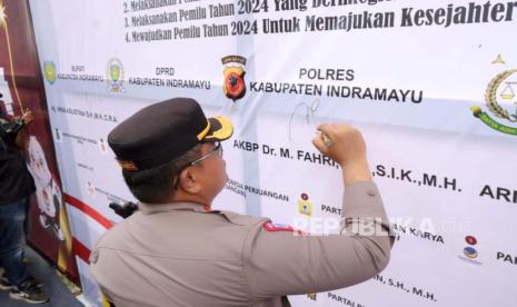 Kapolres Indramayu, AKBP M Fahri Siregar, hadiri Kirab Pemilu Tahun 2024, Rabu (22/11/2023). 