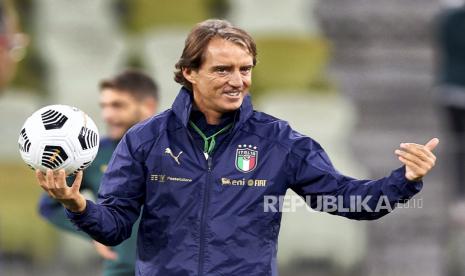 Pelatih timnas Italia Roberto Mancini.