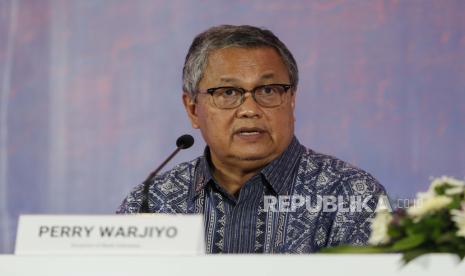 Gubernur Bank Sentral Indonesia Perry Warjiyo. Bank Indonesia (BI) memproyeksikan perbaikan ekonomi dunia terus berlanjut. 