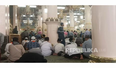 Suasana Raudhah, Masjid Nabawi, Senin (11/6/2023). Untuk memasuki Raudhah, jamaah haji Indonesia harus memiliki tasreh atau izin.