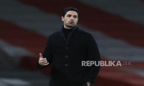 Reaksi manajer Arsenal Mikel Arteta saat pertandingan sepak bola Liga Utama Inggris antara Arsenal FC dan Newcastle United di London, Inggris, 18 Januari 2021.