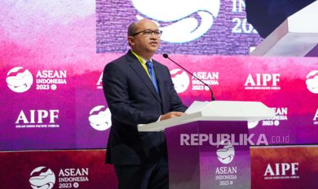 Wakil Menteri Badan Usaha Milik Negara (BUMN) II Rosan Roeslani dalam plenary session ASEAN-Indo Pacific Forum (AIPF) di Hotel Mulia, Jakarta, Rabu (6/9/2023).