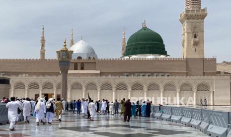 Kubah Hijau Masjid Nabi di Masjid Nabawi, Sabtu (11/5/2024).