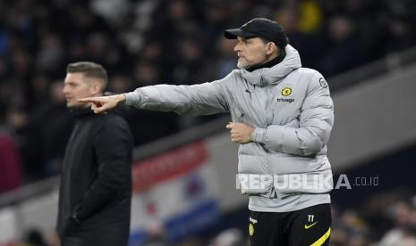  Manajer Chelsea Thomas Tuchel bereaksi saat pertandingan sepak bola leg kedua semifinal Piala Carabao Inggris antara Tottenham Hotspur dan Chelsea FC di London, Inggris,  Kamis (13/1/2022) dini hari WIB.