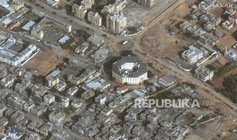 DOKUMENTASI  Gambar satelit menampilkan RS Indonesia di Jabaliya, Jalur Gaza, Palestina, pada akhir November 2023. 